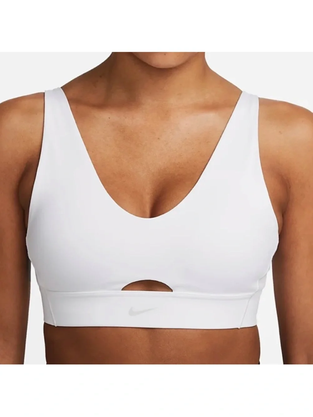 Nike Women’s Indy Plunge Cutout Sports Bra Size Large White Dri Fit